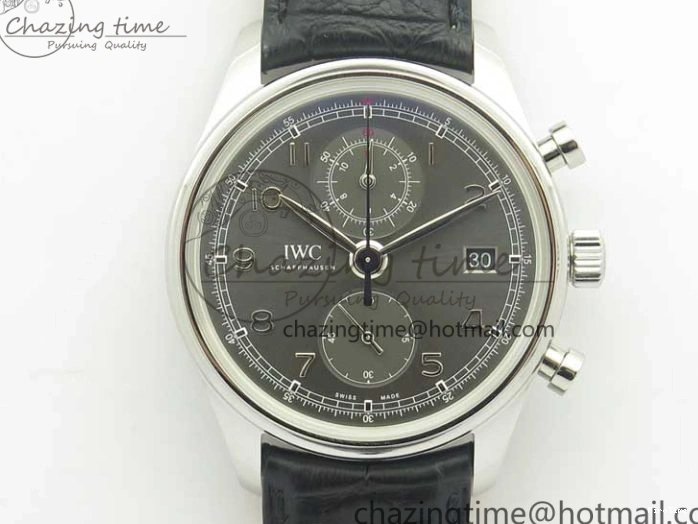 MIROTIME 0213 Portuguese Chrono SS ZF 1:1 Best Edition Gray Dial SS On Black Leather Strap A ZipUp 7215